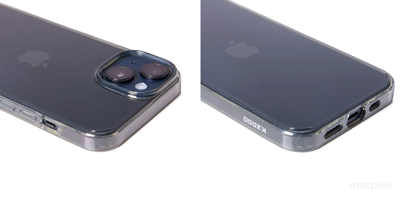 Прозрачный чехол-накладка K-DOO Guardian для iPhone 15 с чёрными гранями